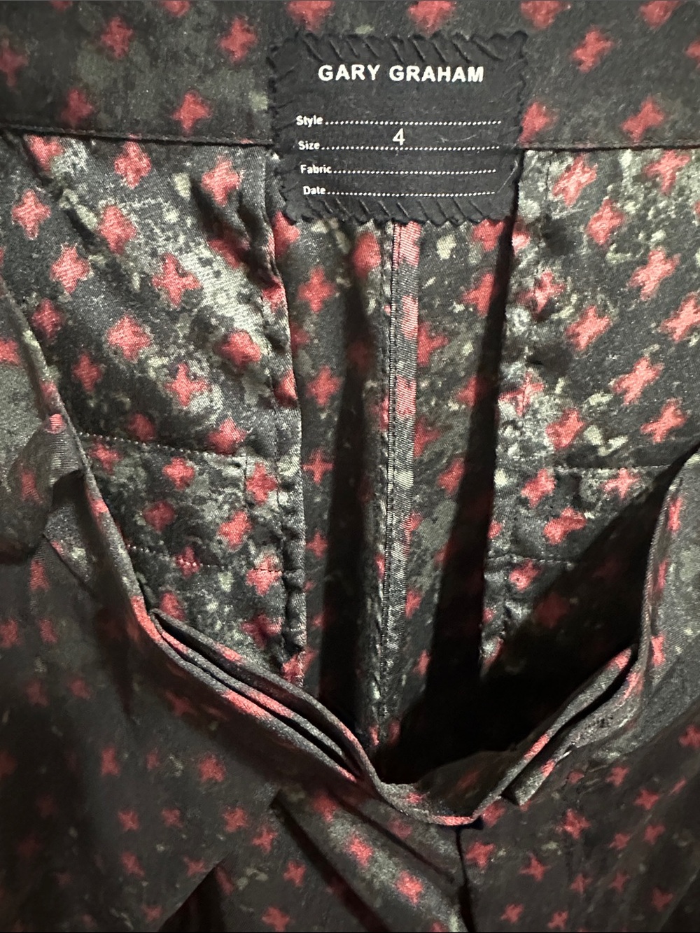 Gary Graham Women’s Straight-Leg Pants in Black with Red Motif